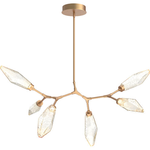 Rock Crystal LED 43.6 inch Novel Brass Linear Pendant Ceiling Light in Chilled Amber, 2700K LED, Modern Branch