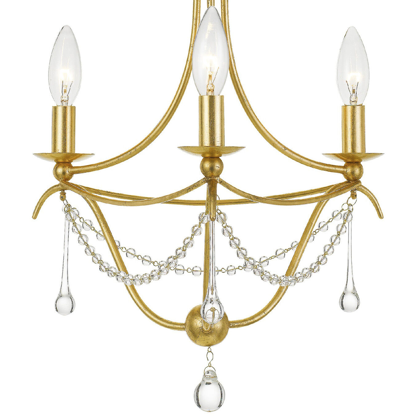 Metro 3 Light 15.5 inch Antique Gold Mini Chandelier Ceiling Light