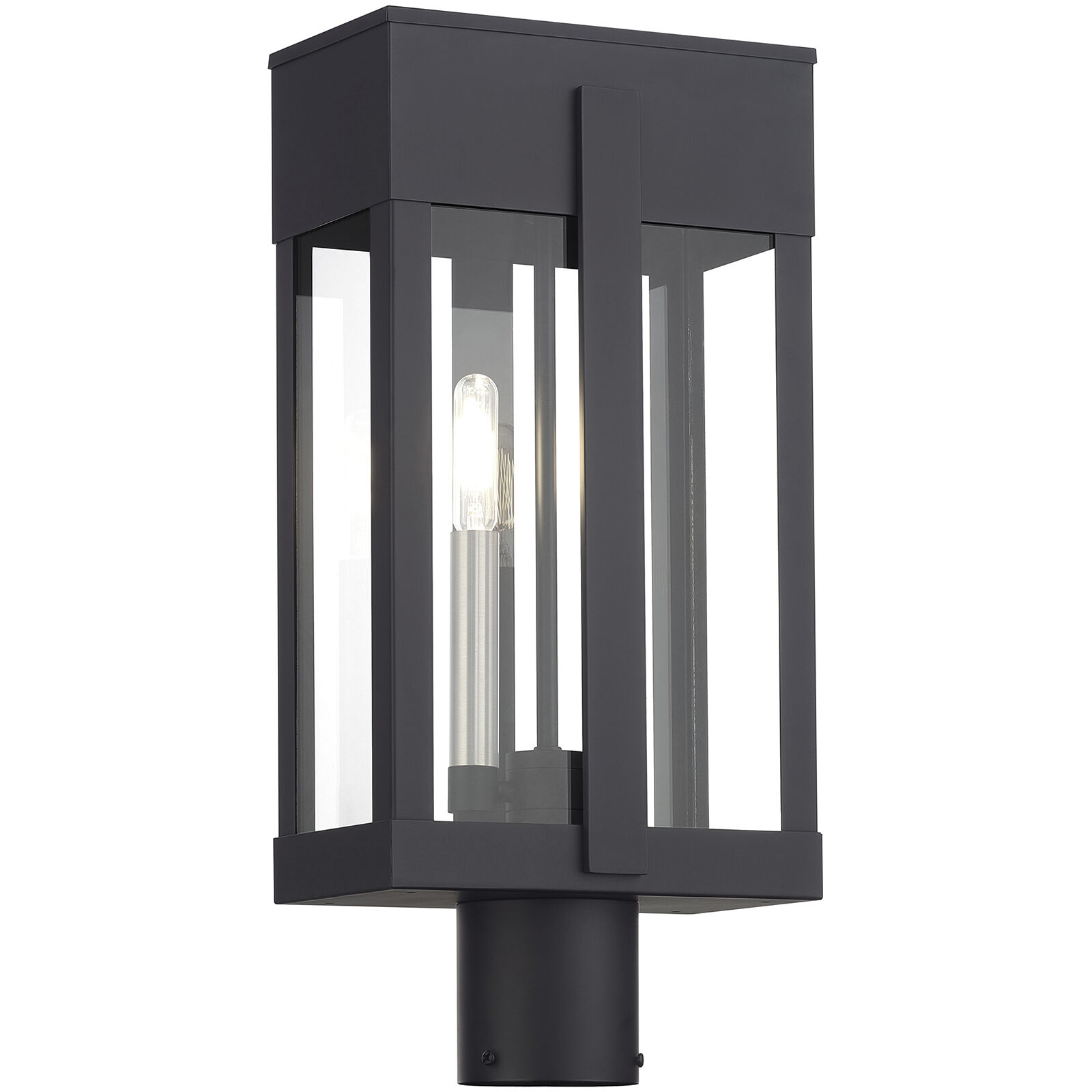 Berksford 2 Light 18.5 inch Black with Brushed Nickel Candles Outdoor Post Top Lantern
