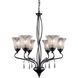 Nouveau 6 Light 24 inch Black Chrome with Clear Chandelier Ceiling Light