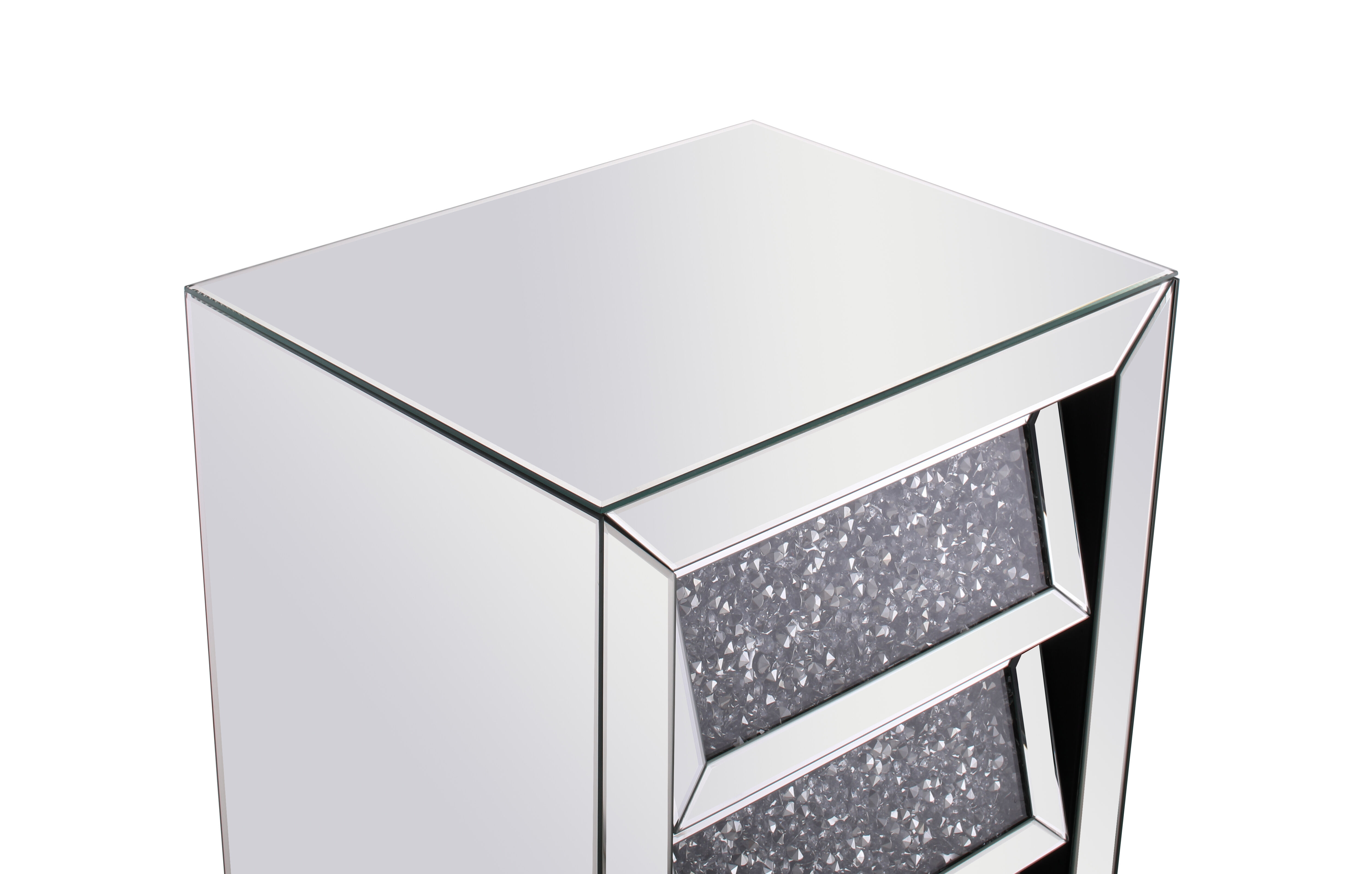 Modern 25.5 X 17.5 inch Clear Mirror Bedside Table
