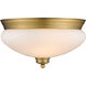 Amon 2 Light 13 inch Heritage Brass Flush Mount Ceiling Light in 3.5