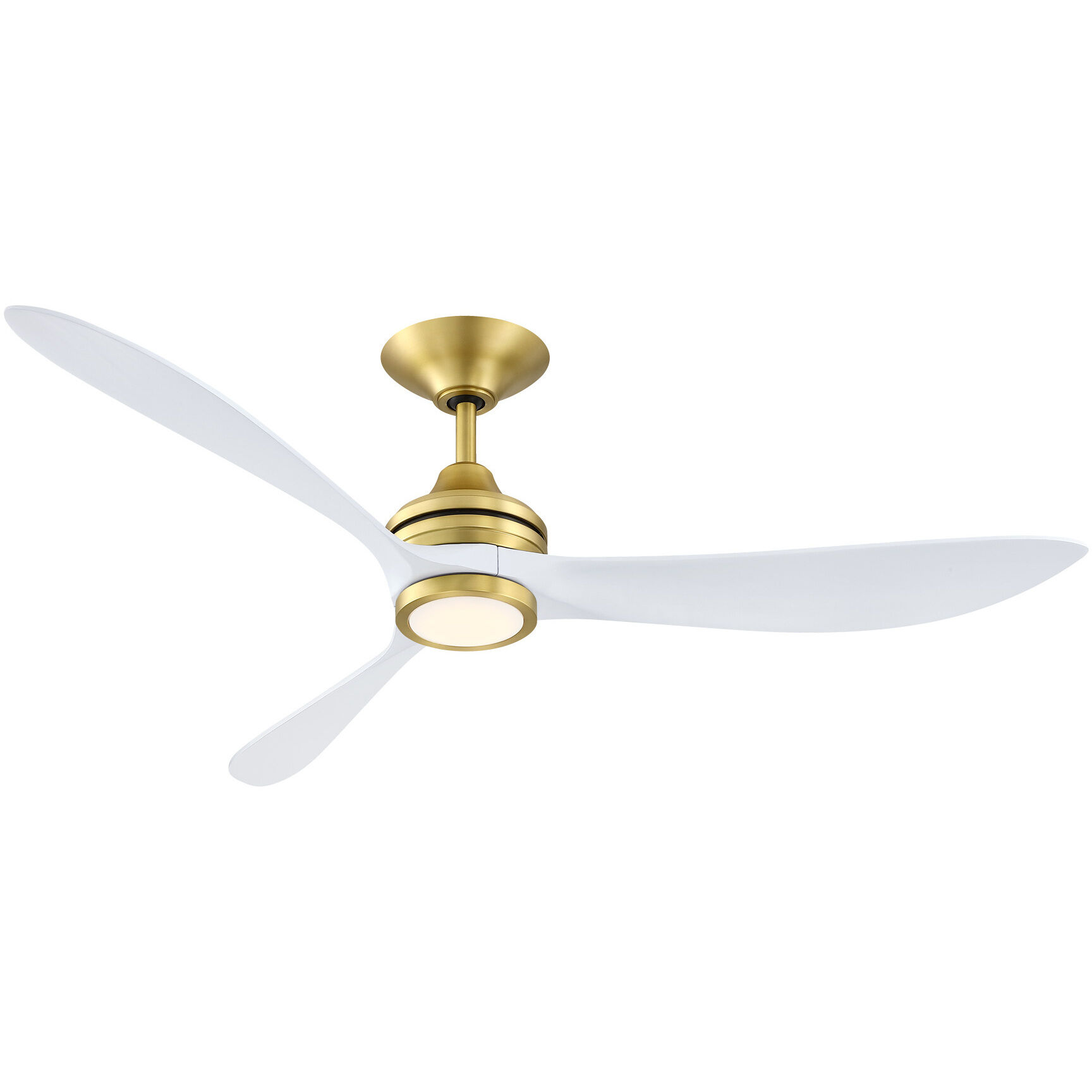 Aviara 60 inch Brushed Satin Brass with Matte White Blades Fan-Uni