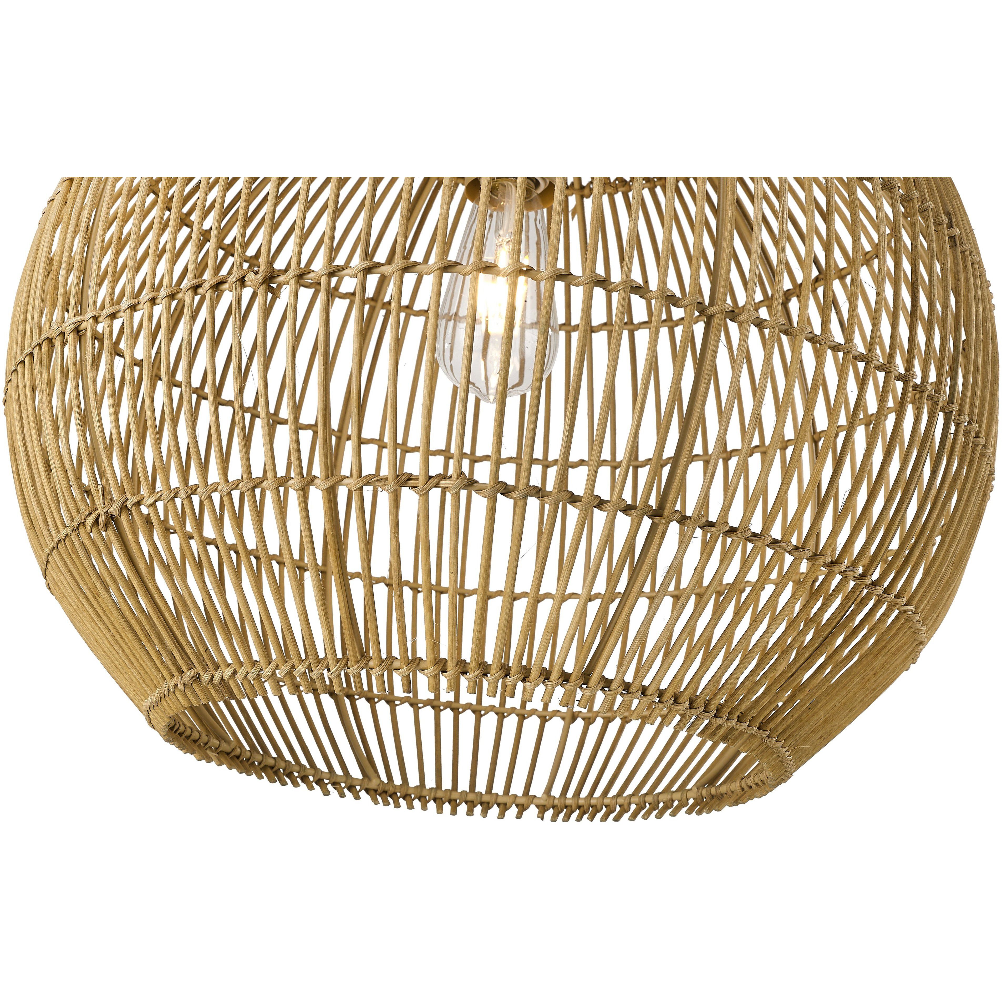 Berkshire 1 Light 19.25 inch Tan Metal with Camel Rattan Pendant Ceiling Light