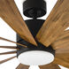 Windflower 60 inch Matte Black and Distressed Koa with Distressed Koa Blades Downrod Ceiling Fan in 3500K, Matte Black Distressed Koa