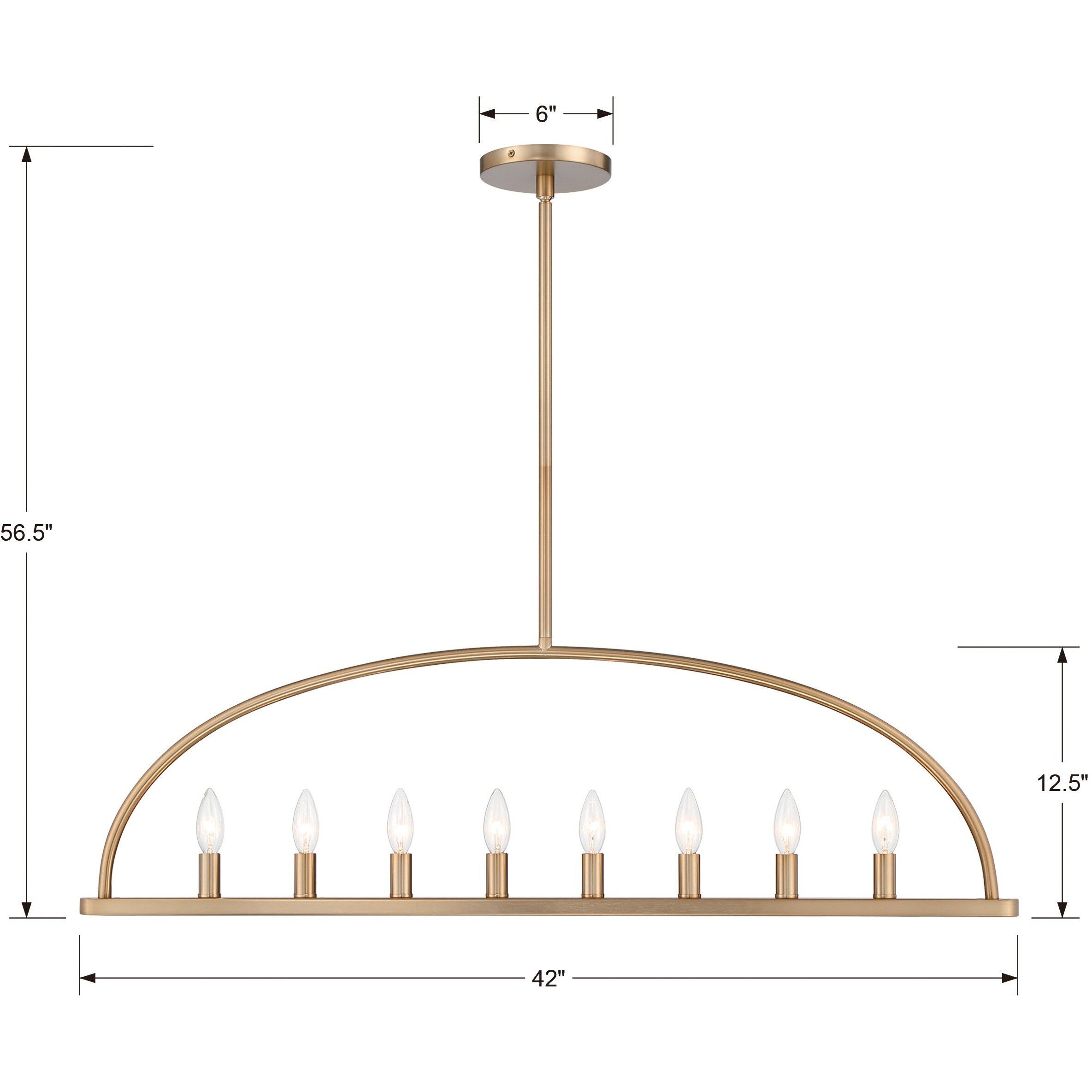 Abbott 8 Light 42 inch Vibrant Gold Chandelier Ceiling Light