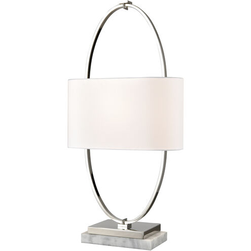 Gosforth 32 inch 100.00 watt Polished Nickel with White Table Lamp Portable Light