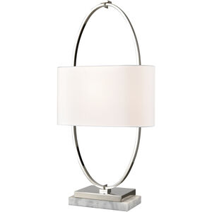 Gosforth 32 inch 100.00 watt Polished Nickel with White Table Lamp Portable Light