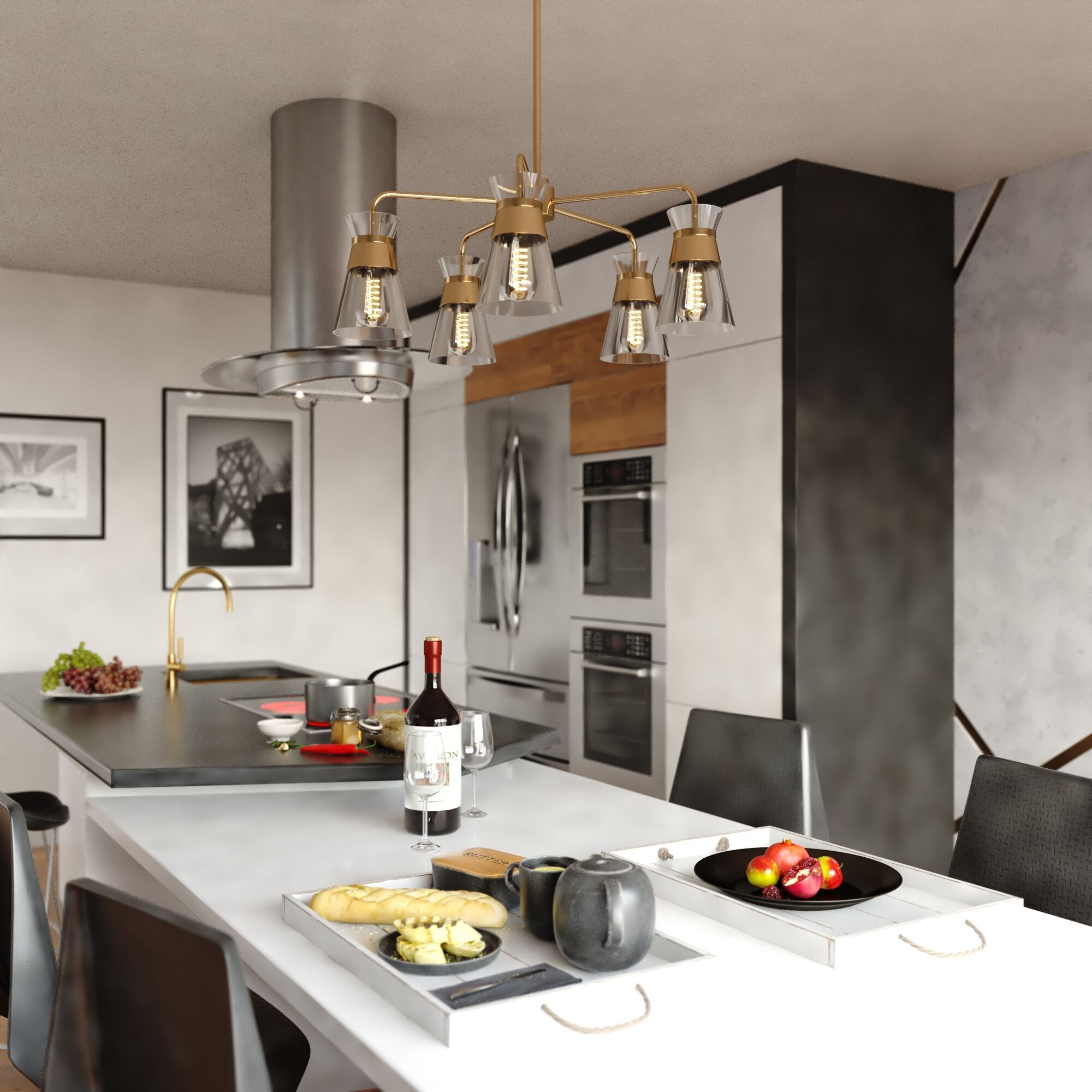 Harper LED 27 inch Natural Brass Chandelier Ceiling Light