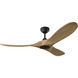 Maverick 52 inch Midnight Black with Natural Honey Blades Indoor/Outdoor Smart Ceiling Fan in NotIncluded