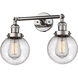 Franklin Restoration Beacon LED 6 inch Polished Nickel Bath Vanity Light Wall Light in Seedy Glass, Franklin Restoration