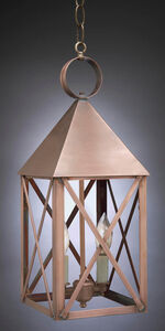 York 2 Light 7 inch Antique Brass Hanging Lantern Ceiling Light in Seedy Marine Glass, Candelabra