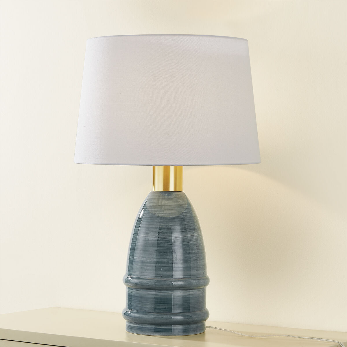 Tenley 26 inch 15.00 watt Aged Brass/Ceramic Inchyra Blue Table Lamp Portable Light