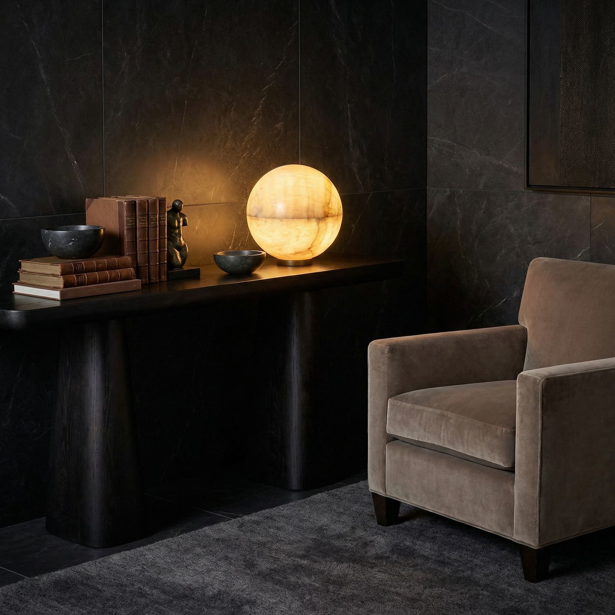 Onyx Globe 11 inch 40.00 watt Natural Table Lamp Portable Light, Small