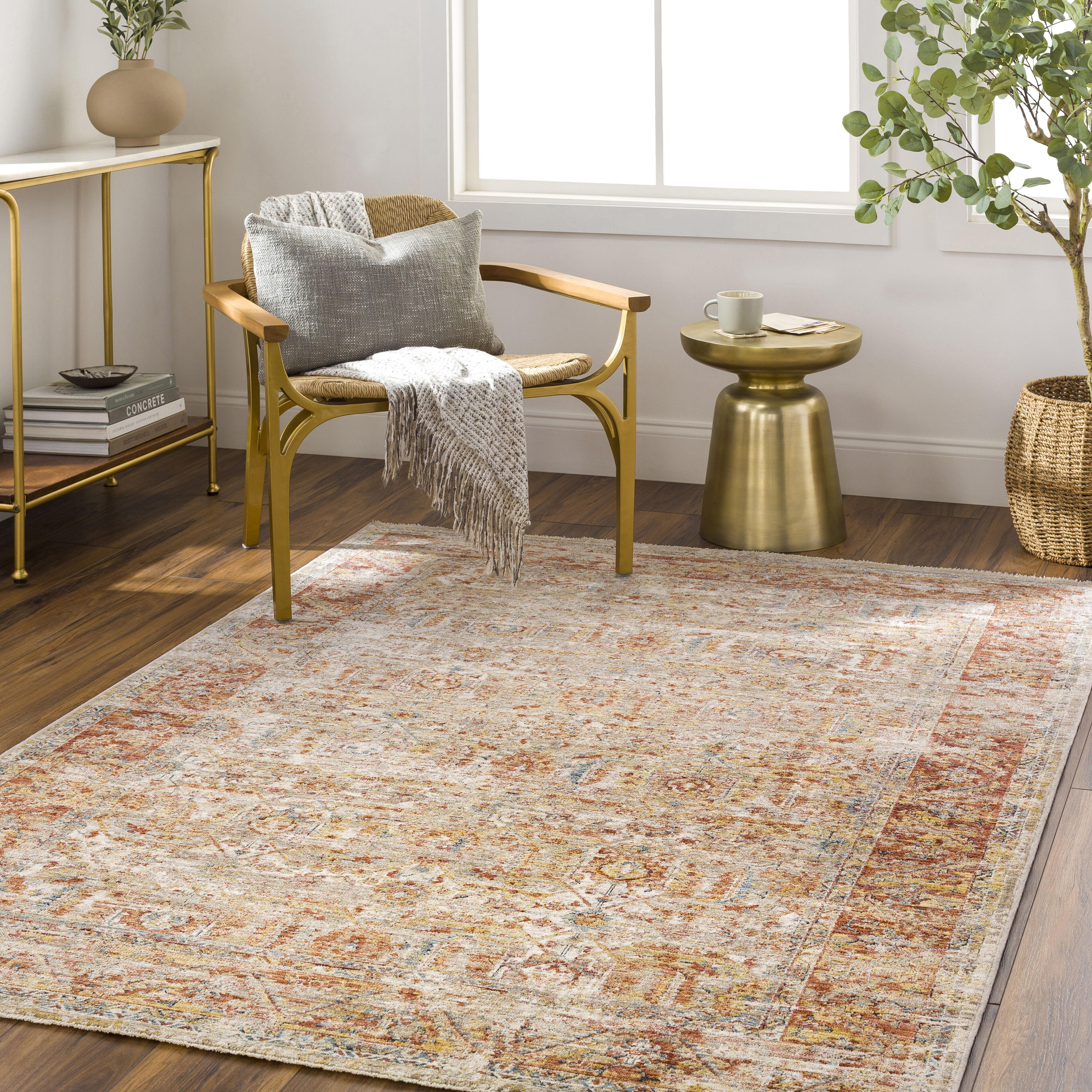 Aspendos 114 X 79 inch Dusty Pink Rug, Rectangle