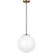 Leo - Hanging Globe 1 Light 14 inch Satin Brass Pendant Ceiling Light