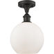 Edison Athens 1 Light 8 inch Oil Rubbed Bronze Semi-Flush Mount Ceiling Light in Matte White Glass