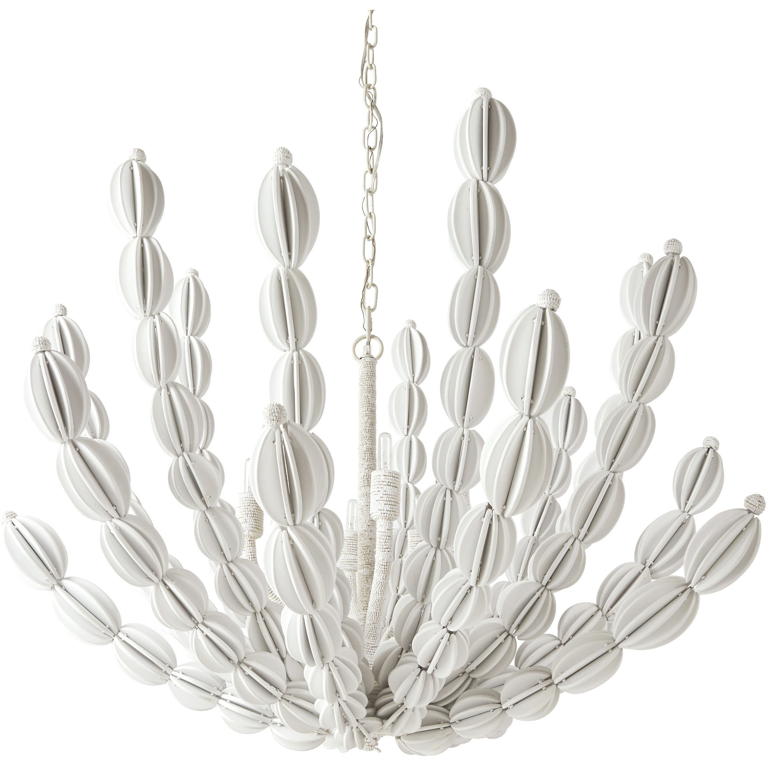 Indi 8 Light 42 inch White Chandelier Ceiling Light, Large