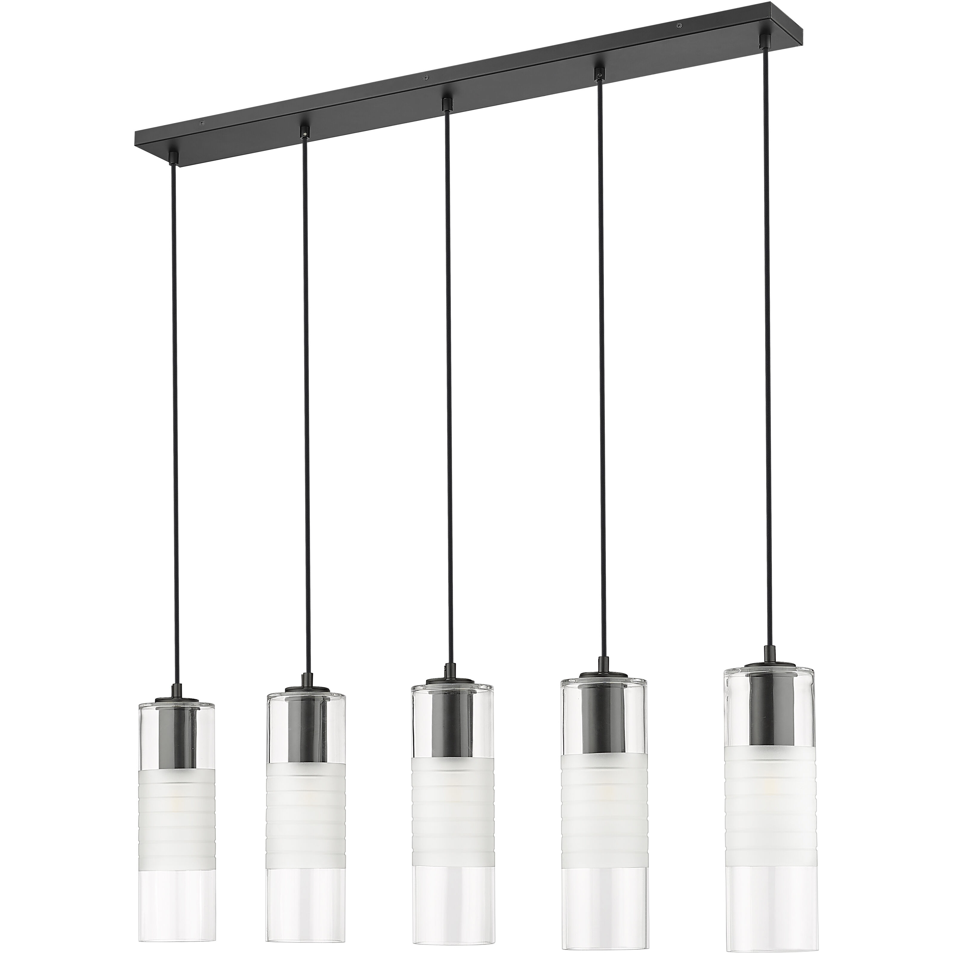 Alton 5 Light 42 inch Matte Black Linear Chandelier Ceiling Light