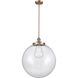 Franklin Restoration Beacon 1 Light 18 inch Antique Copper Pendant Ceiling Light in Incandescent, Clear