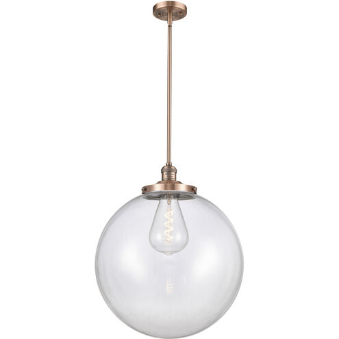 Franklin Restoration Beacon 1 Light 18 inch Antique Copper Pendant Ceiling Light in Incandescent, Clear