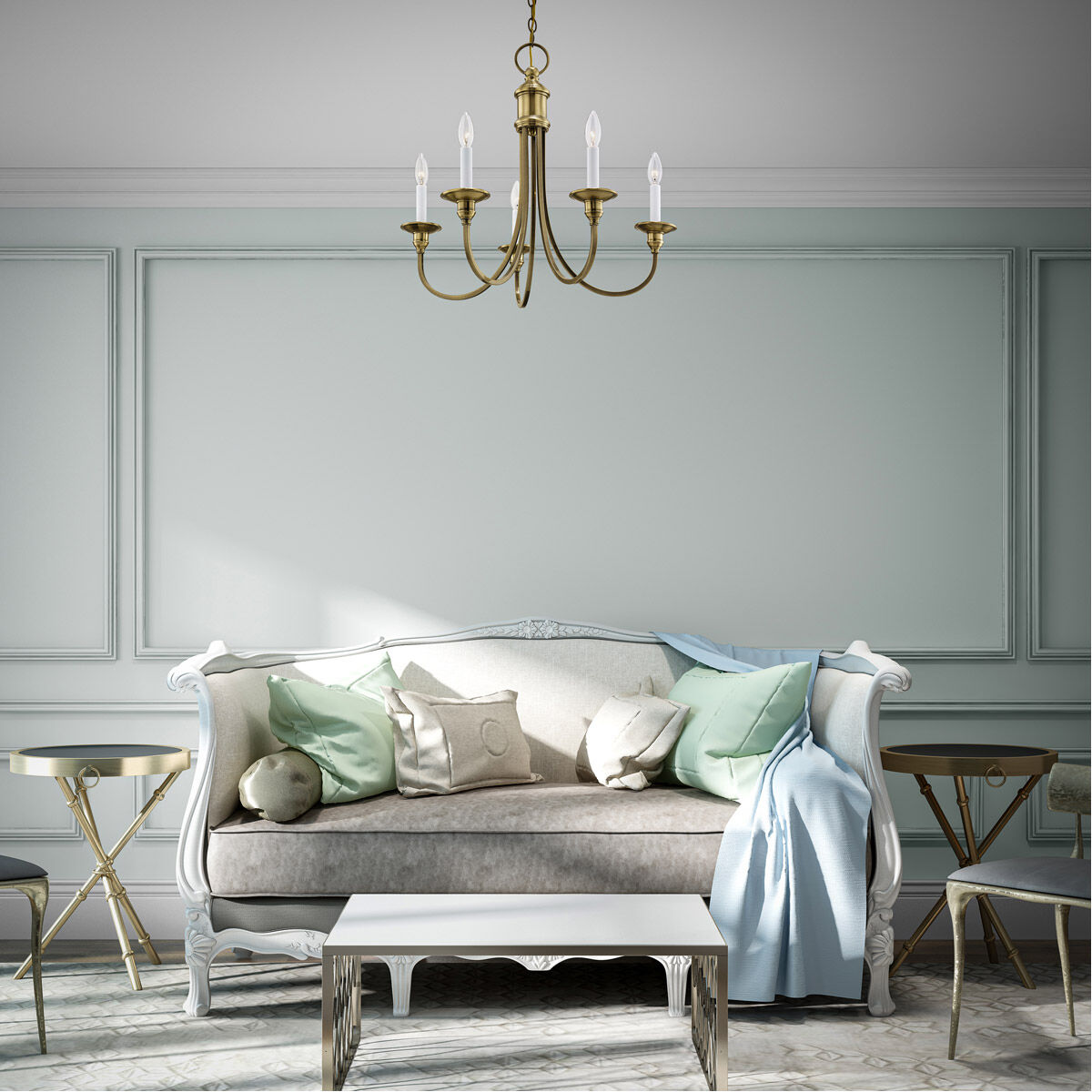 Cranford 5 Light 24 inch Antique Brass Chandelier Ceiling Light