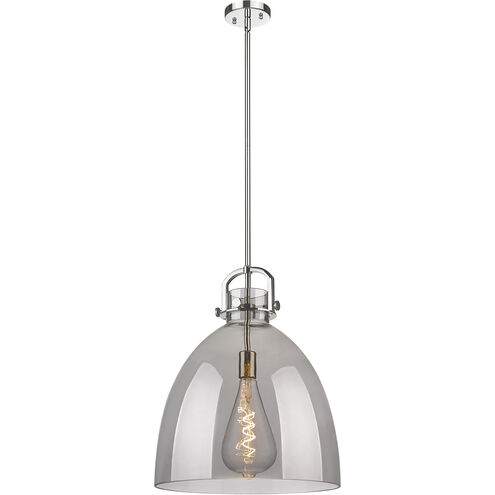 Newton Bell 1 Light 16 inch Polished Nickel Pendant Ceiling Light in Plated Smoke Glass
