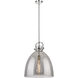 Newton Bell 1 Light 16 inch Polished Nickel Pendant Ceiling Light in Plated Smoke Glass