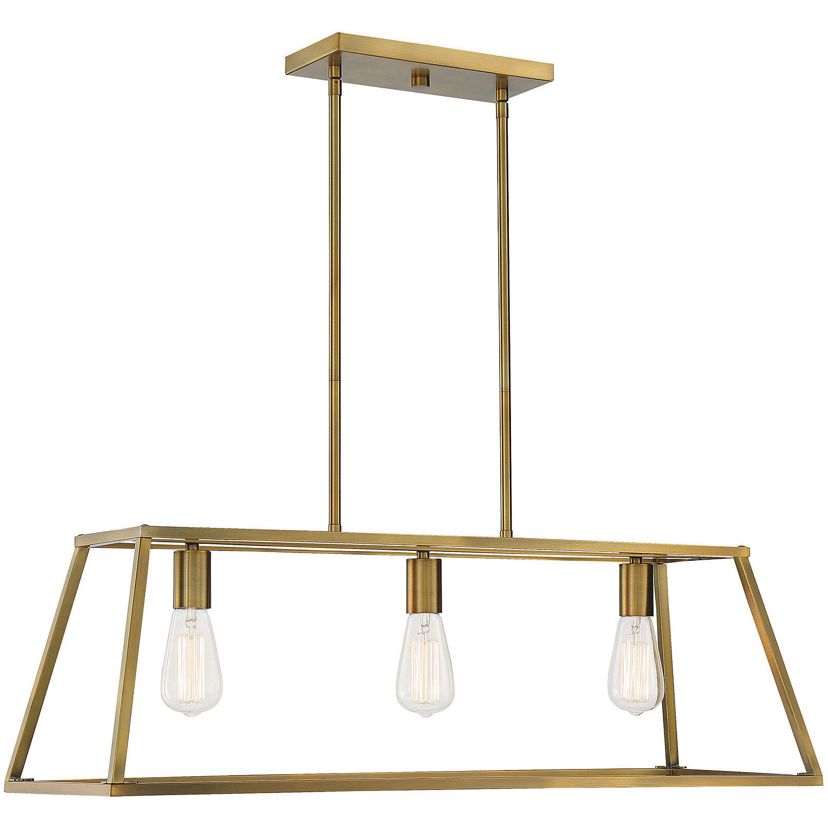 Denton 3 Light 32.75 inch Warm Brass Linear Chandelier Ceiling Light, Essentials