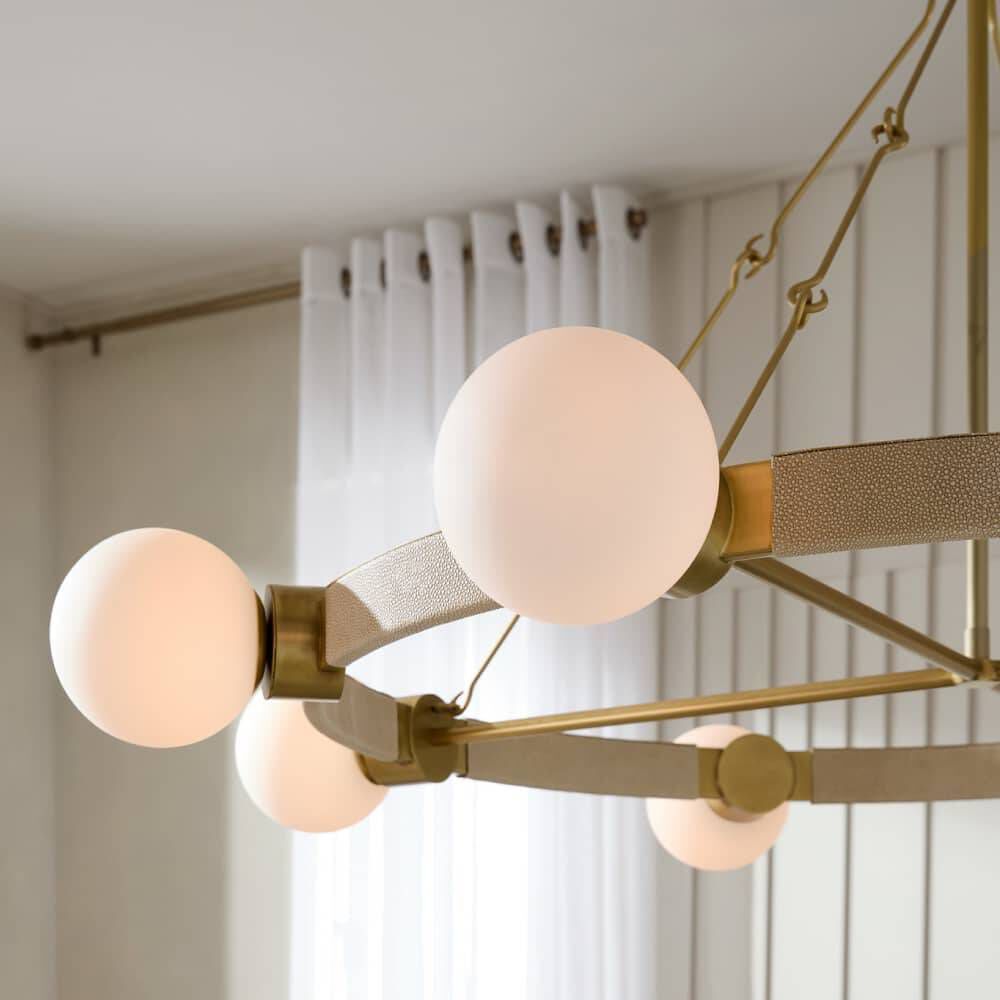 Liberty 8 Light 55.5 inch Ivory with Antique Brass Chandelier Ceiling Light