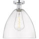 Edison Bristol Glass 1 Light 12 inch Polished Chrome Semi-Flush Mount Ceiling Light in Clear Glass