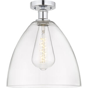 Edison Bristol Glass 1 Light 12 inch Polished Chrome Semi-Flush Mount Ceiling Light in Clear Glass
