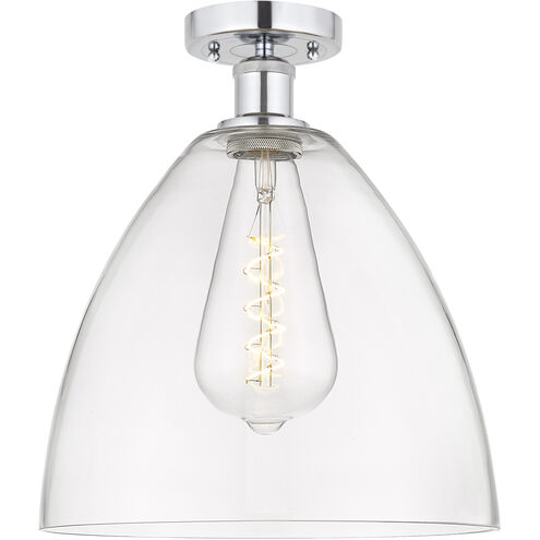 Edison Bristol Glass 1 Light 12 inch Polished Chrome Semi-Flush Mount Ceiling Light in Clear Glass