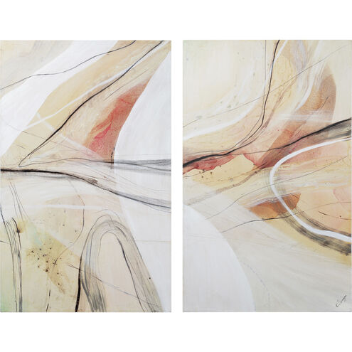 Curiosity Multicolor Water Color and Black Lines Canvas Art, Set of 2
