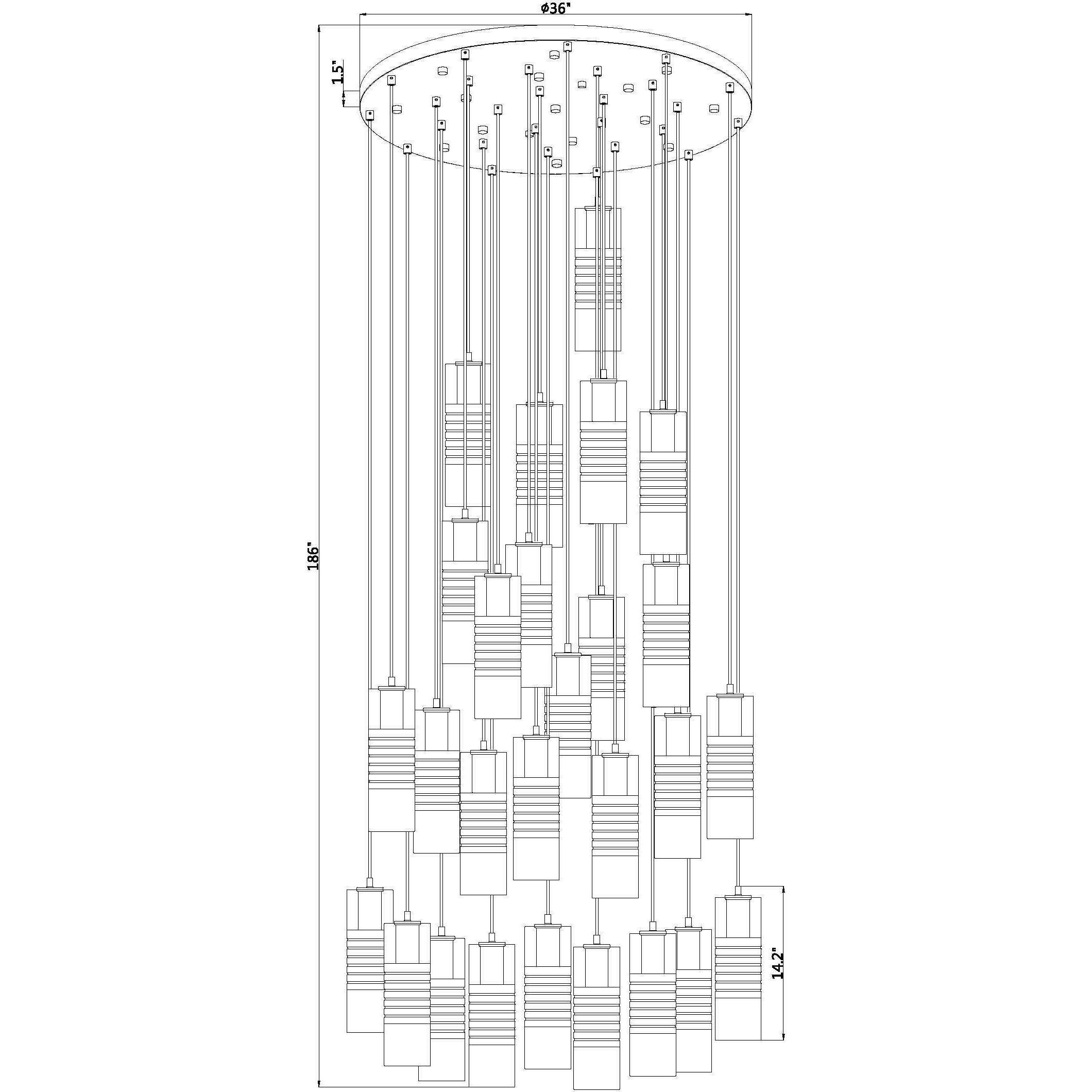 Alton 27 Light 36 inch Modern Gold Chandelier Ceiling Light
