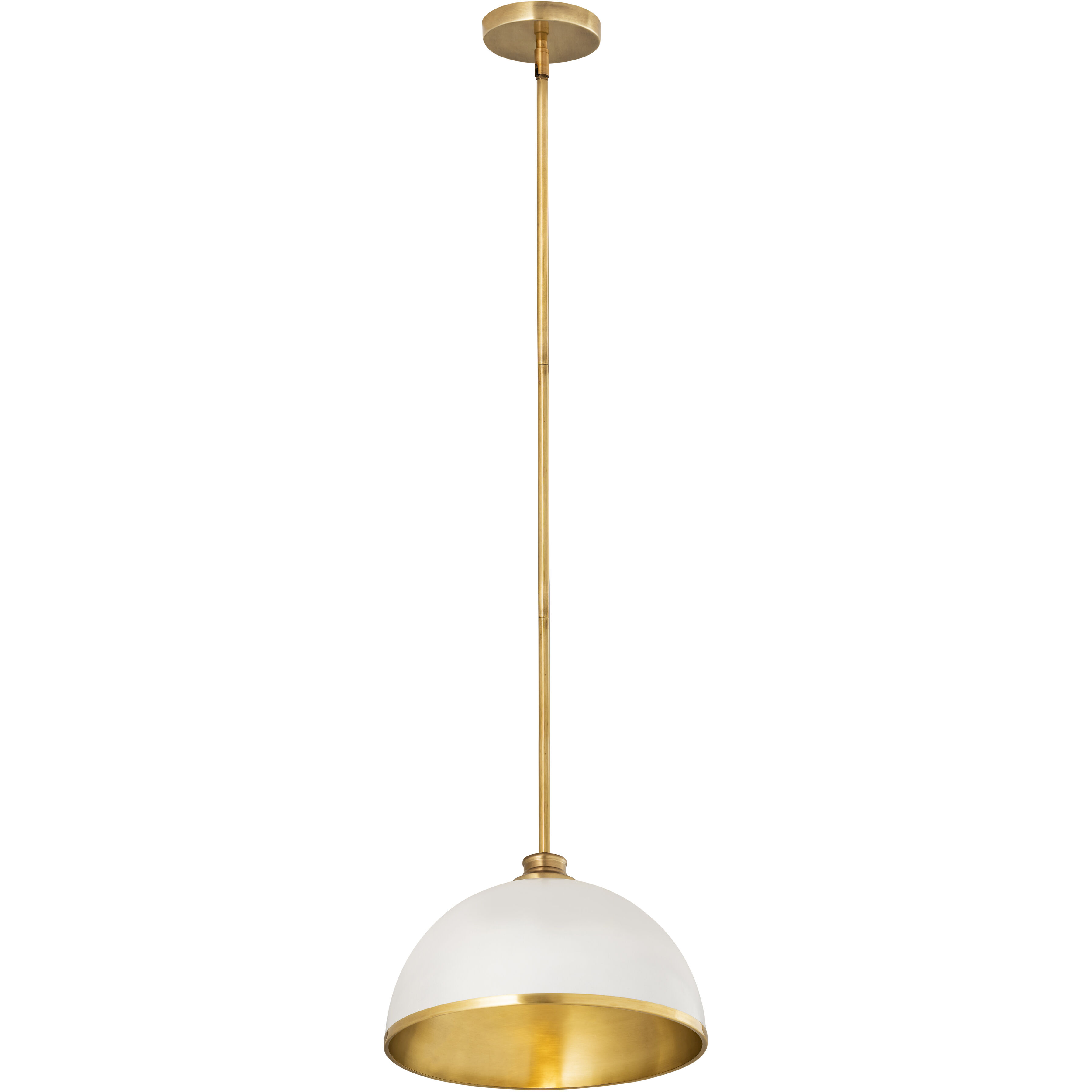 Landry 1 Light 14 inch Matte White and Rubbed Brass Pendant Ceiling Light