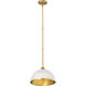 Landry 1 Light 14 inch Matte White and Rubbed Brass Pendant Ceiling Light