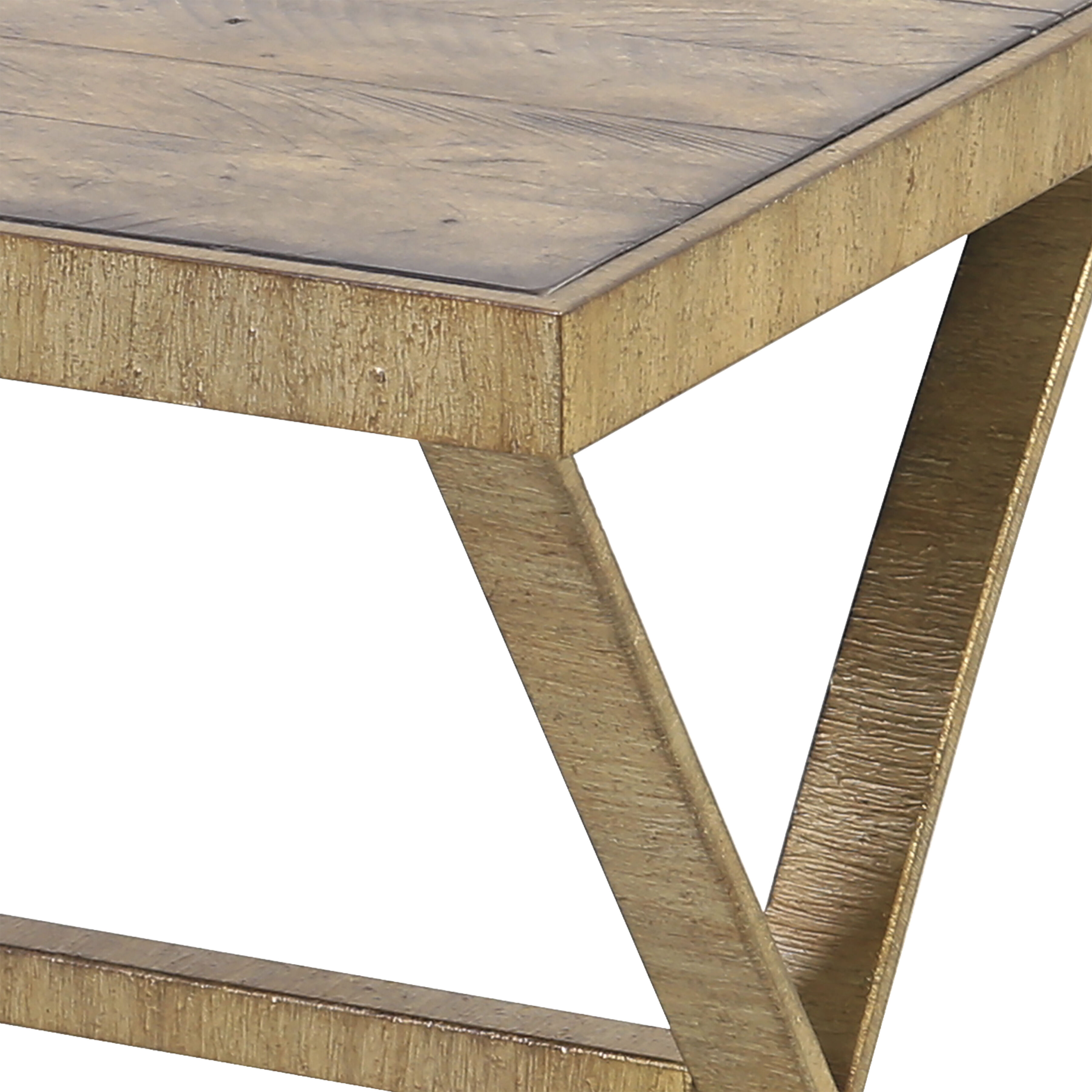Better Ending 25 X 22 inch Aged Gold with Natural Accent Table