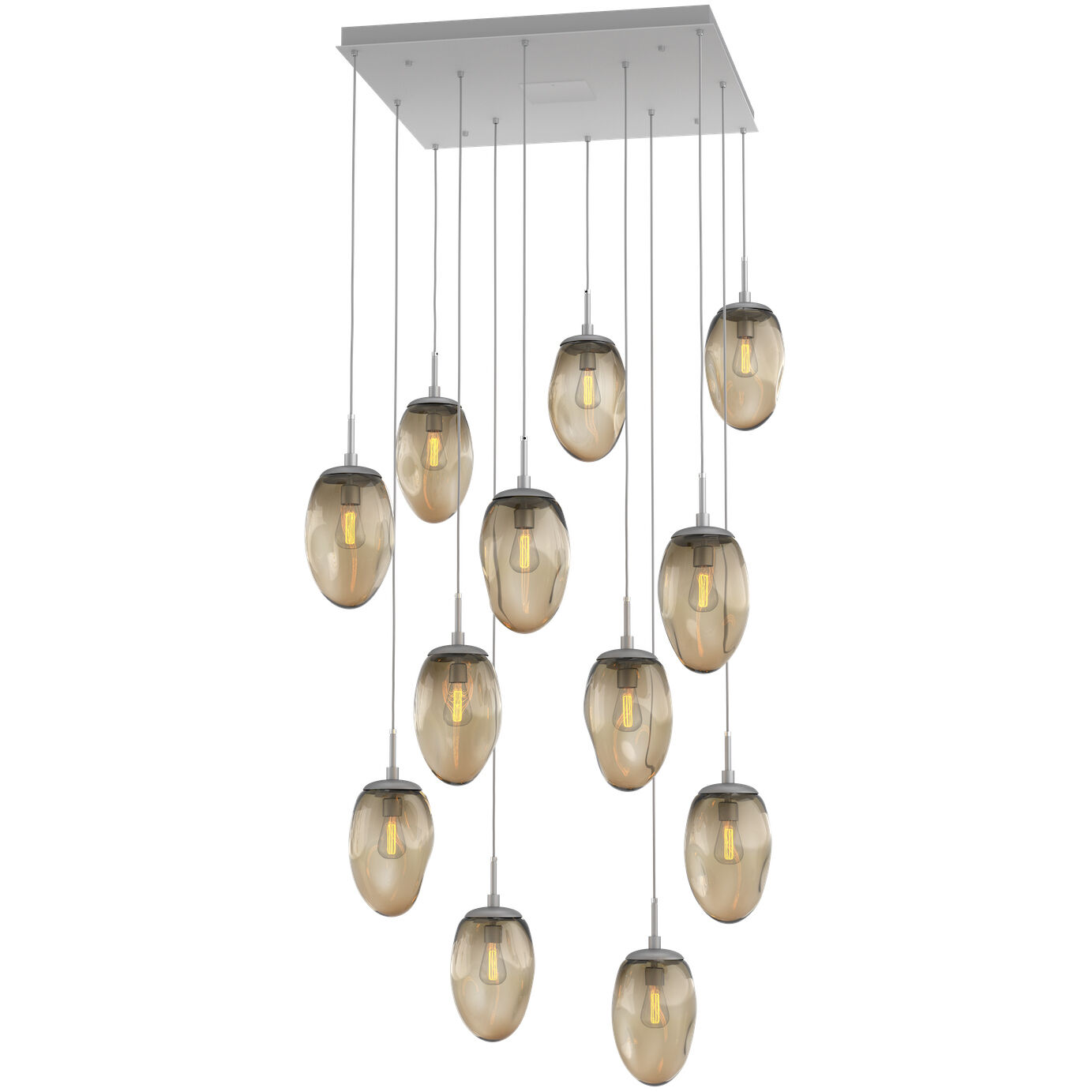 Meteo Incandescent 12 Light Classic Silver Chandelier Ceiling Light, Square Multi-Pendant
