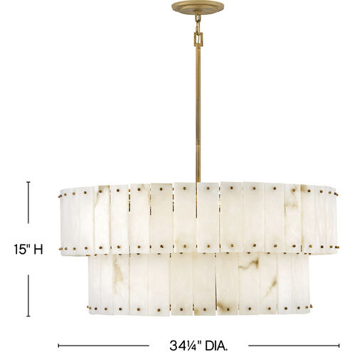 Simone LED 34.25 inch Burnished Gold Chandelier Ceiling Light in Alabaster, Drum