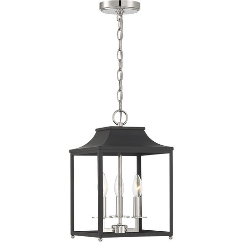 Transitional 3 Light 10 inch Matte Black with Polished Nickel Pendant Ceiling Light