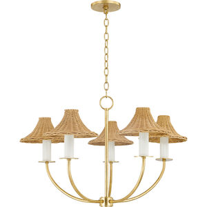 Twila 5 Light 30.25 inch Vintage Gold Leaf Chandelier Ceiling Light