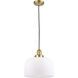Franklin Restoration Bell LED 12 inch Satin Gold Mini Pendant Ceiling Light in Matte White, Franklin Restoration