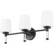 Henri 3 Light 24 inch Matte Black Bathroom Vanity Wall Light