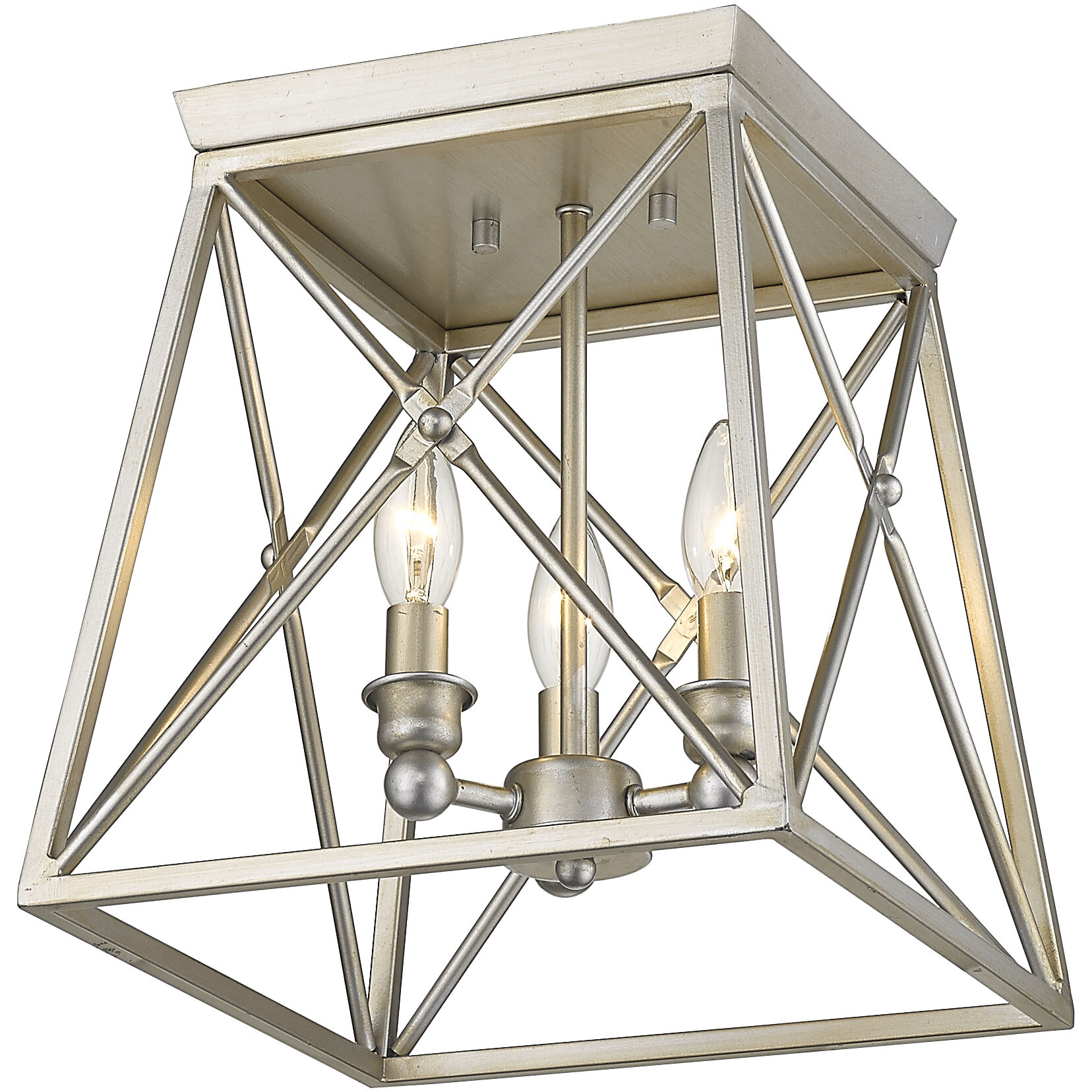 Trestle 3 Light 11 inch Antique Silver Flush Mount Ceiling Light