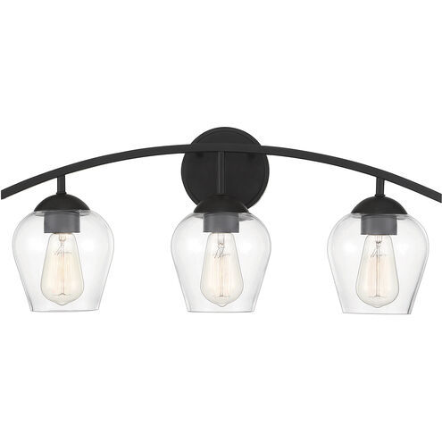 Transitional 3 Light 24 inch Matte Black Bathroom Vanity Light Wall Light
