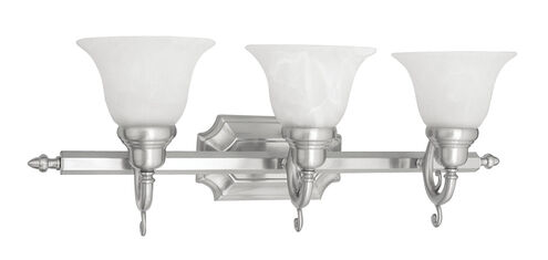 French Regency 3 Light 25 inch Brushed Nickel Bath Vanity Wall Light