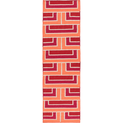 Paddington 96 X 30 inch Dark Coral, Peach, Beige, Garnet Rug