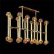 Fiamma 24 Light 59 inch Gold Leaf with Silver Leaf Horizontal Chandelier Ceiling Light