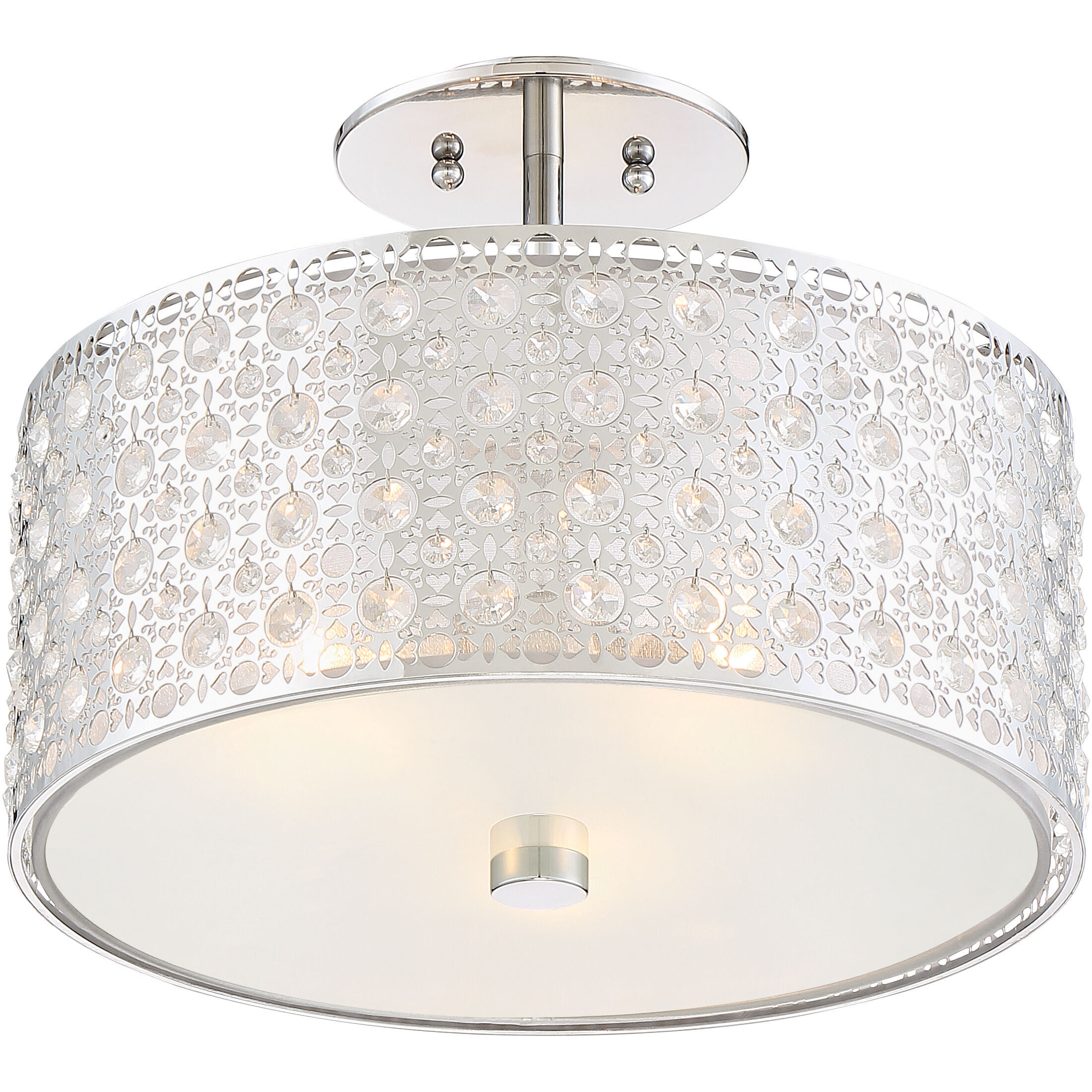 Verity 3 Light 15 inch Polished Chrome Semi-Flush Mount Ceiling Light